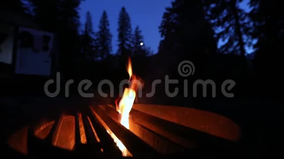露营生活晚上篝火视频的预览图