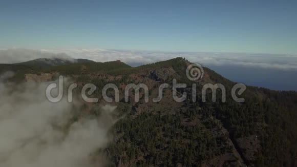 一座大山的空中镜头上面有很多树长路土耳其4k视频的预览图