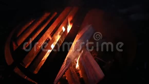 露营生活晚上篝火视频的预览图