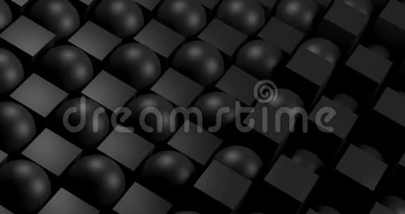 3D动画照相机在黑色球体立方体或盒子周围移动这些物体随机移动上下上升视频的预览图