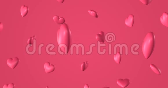 浪漫的图案与涂鸦粉红色的心参加圣华伦特节婚礼邀请电子贺卡3D绘制可循环视频的预览图
