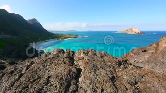 马卡普你的瞭望和兔子岛在风的瓦胡岛夏威夷视频的预览图