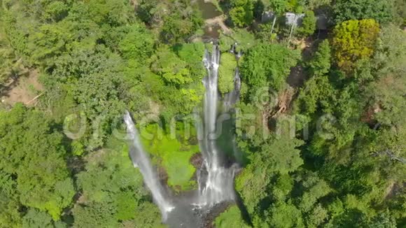 巴厘岛最大的瀑布的空中拍摄塞库普尔瀑布旅游巴厘岛概念视频的预览图