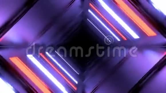 带霓虹3的环形方形隧道动画视频的预览图