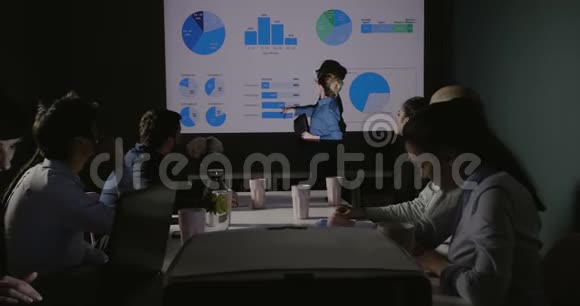 启动执行董事领导显示公司增长的图形数据视频的预览图