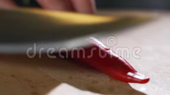 手工专家将帕尔玛调味的意大利腊肠切成薄片用刀细细切片散发出意大利风味和味道视频的预览图