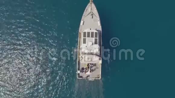 空中鲨鱼渔船帆船蓝海视频的预览图