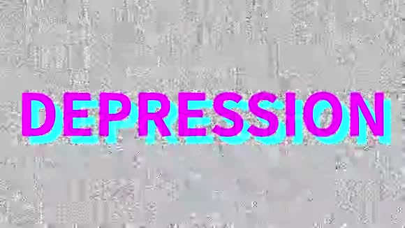 抑郁在嘈杂的屏幕上有关于医学问题的消息循环VHS干扰老式动画背景4K视频视频的预览图