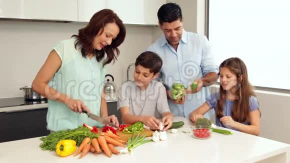 妈妈教孩子们如何切蔬菜视频的预览图