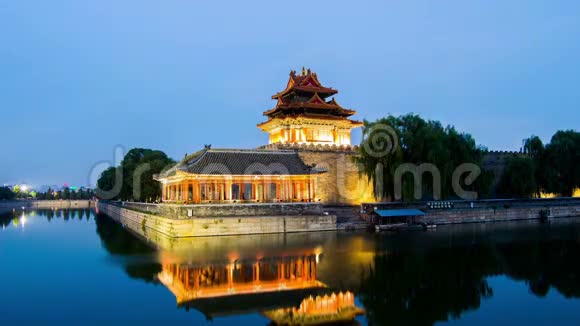 紫禁城炮塔黄昏北京中国视频的预览图