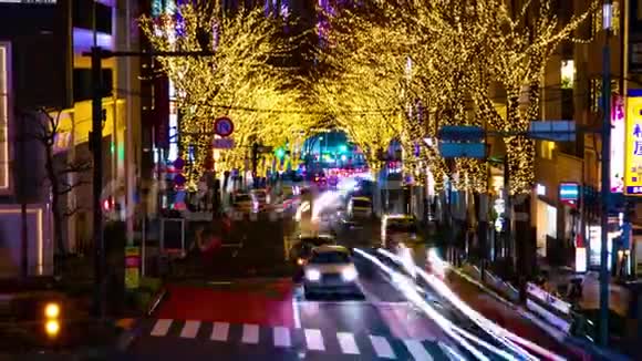东京Shibuya市中心照明街道夜间延时变焦视频的预览图
