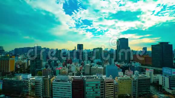 东京市区城市景观的时间推移大角度倾斜视频的预览图