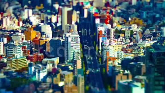 东京都市大角度倾斜变焦微型城市景观的延时视频的预览图