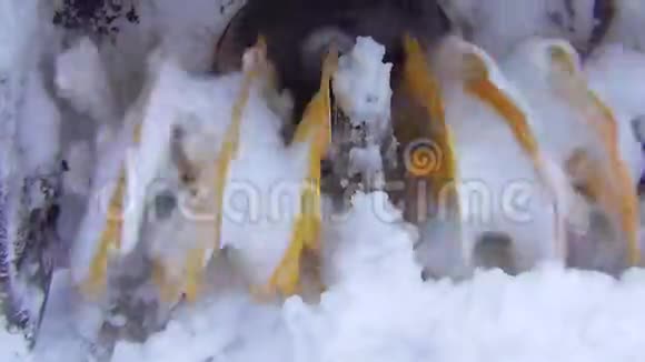 冬季吹雪机的旋转叶片视频的预览图