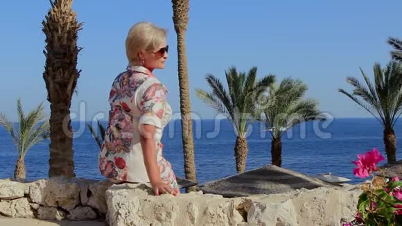 在埃及度假胜地向摄影师摆姿势的美女视频的预览图