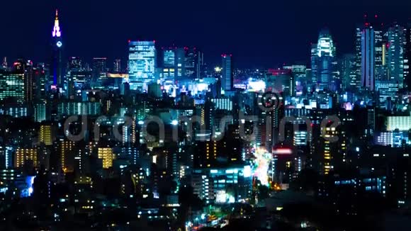 东京市区城市景观的夜间时间推移视频的预览图