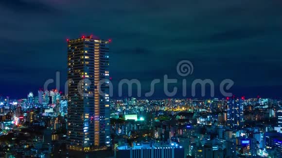 东京市区城市景观的夜间时间推移视频的预览图