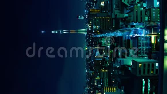 东京城市天空之树在东京垂直拍摄的一个夜晚时间视频的预览图