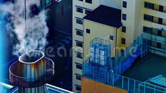 东京市区Chemney的烟雾时间流逝视频的预览图
