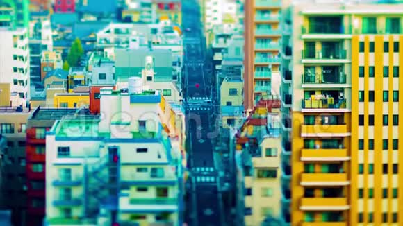 东京城市大角度倾斜微型城市景观的时间推移视频的预览图
