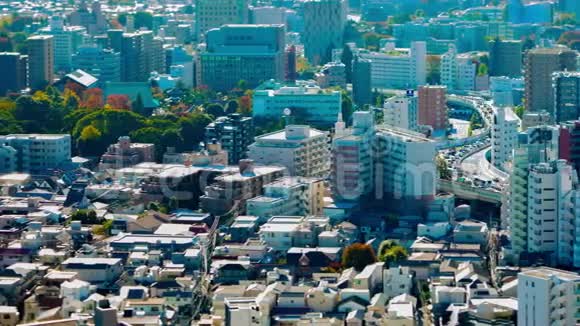 东京大角度长镜头倾斜式翻版小城市景观的时间推移视频的预览图