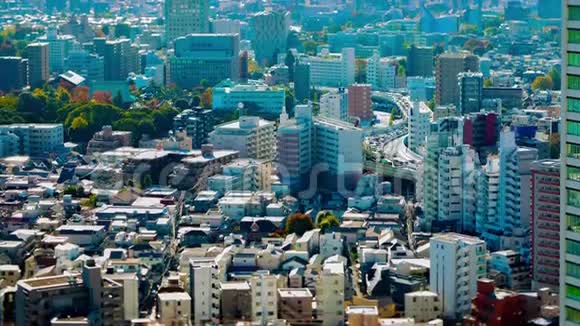 东京大角度长镜头倾斜式微缩城市景观的延时视频的预览图