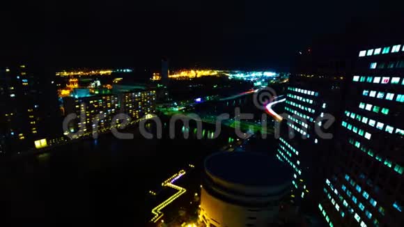 东京新川市区城市景观的夜间时间推移视频的预览图