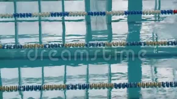 有许多特殊轨道的游泳池女子游泳训练视频的预览图