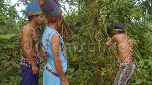 亚马孙雨林中阿亚胡阿斯卡的土著男子视频的预览图