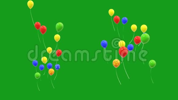 绿色屏幕背景的飞行气球2派对气球视频的预览图