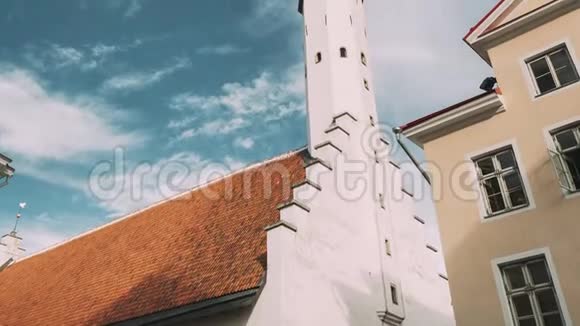 爱沙尼亚塔林中世纪路德教会在夏季位于拉科亚广场后面视频的预览图