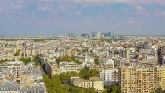 巴黎法国五月2019年航空无人机天际线的历史市中心与国防商业区视频的预览图