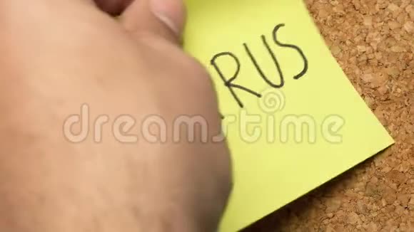 关闭手杖病毒笔记在软木板上视频的预览图