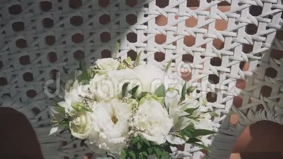 美丽的婚礼新娘花束特写视频的预览图