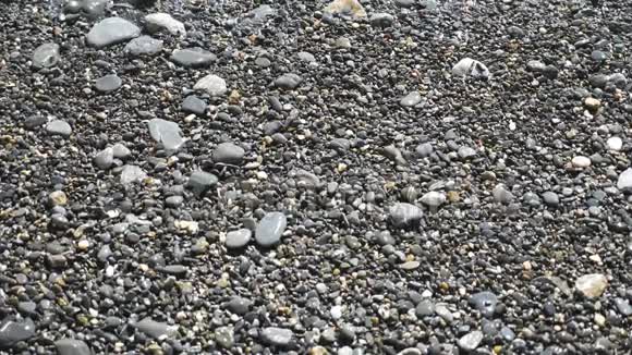 在阳光明媚的日子里小波浪向卵石海滩飞溅海洋潮汐冲刷石岸潮湿的石头从视频的预览图