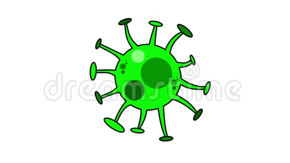 白色背景下分离的病毒细胞卡通动画视频的预览图