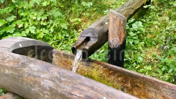 森林中用木头建造的喷泉视频的预览图