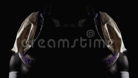 从黑暗中出现的Anubis两边的镜像效果视频的预览图