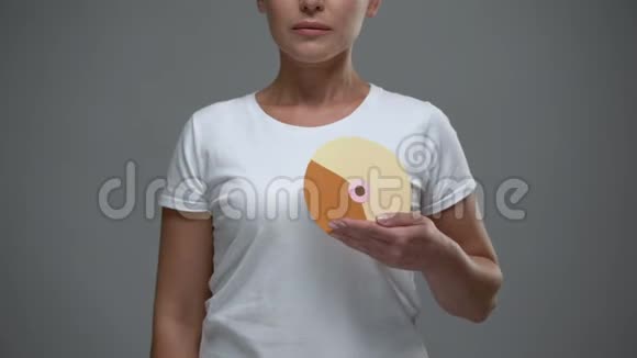 悲伤的女人拿着纸乳腺征预防乳腺癌乳腺科视频的预览图