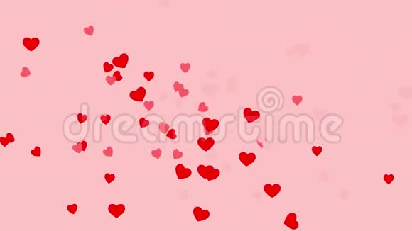 4k情人节和爱的背景是红色的动人的心视频的预览图
