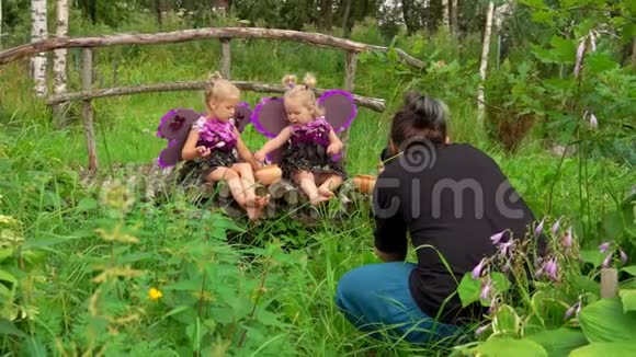 摄影师为蝴蝶女孩拍照视频的预览图