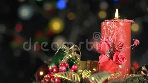 圣诞节情人节和生日装饰和红烛灯视频的预览图