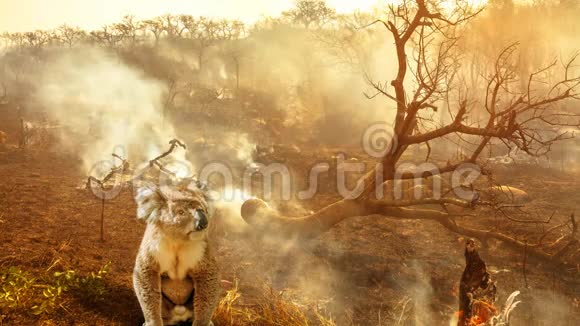 澳大利亚考拉野生动物火灾电影摄影视频的预览图