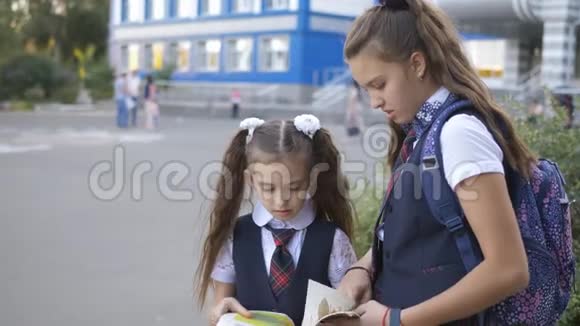 学校附近的两个姐妹开了一本教科书重复作业视频的预览图