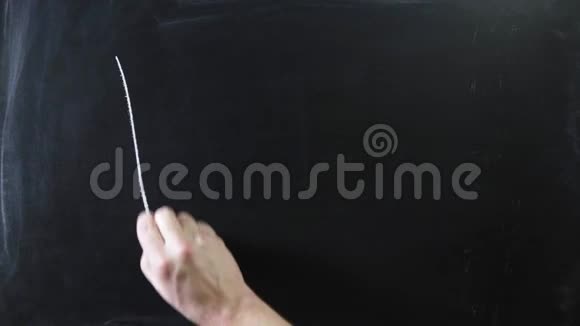 嗨这个词是黑黑板标志写在粉笔板上男子用粉笔在黑板上画画视频的预览图