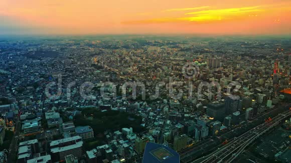 横滨城市景观天际线日落视频的预览图