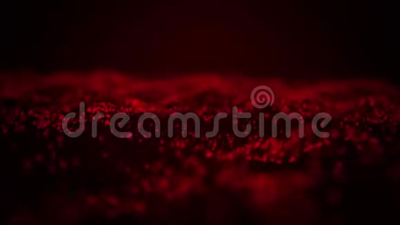 带有移动波颗粒的抽象红色背景波克的背面循环视频的预览图