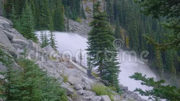 美丽瀑布的夏季景色视频的预览图