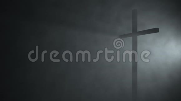 天主教天主教徒基督徒交叉透视风动雾3D插图3D渲染视频的预览图