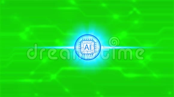 动画手工触摸人工智能AI技术图标在网络连接上的绿色屏幕背景视频的预览图